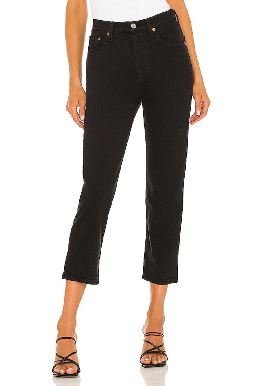 Levi's 501 Crop Jeans Black NXVN Button Fly High Rise W25